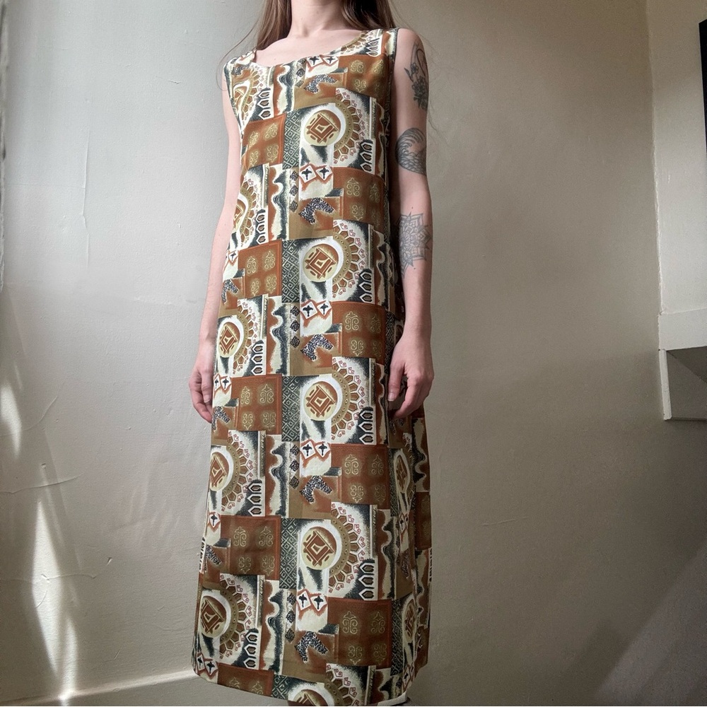 Vintage Charade Southwestern Shift Maxi Dress Women’s Small 1990s